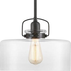 Calhoun - Pendants Light - 1 Light - Cylinder Shade in Farmhouse style - 12 Inches wide by 9.38 Inches high