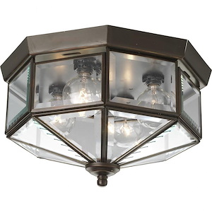 Beveled Glass - 6.25 Inch Height - Close-to-Ceiling Light - 4 Light - Line Voltage - Damp Rated