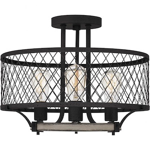 Benton - 3 Light Semi-Flush Mount In Farmhouse Style-12.75 Inches Tall and 16.75 Inches Wide