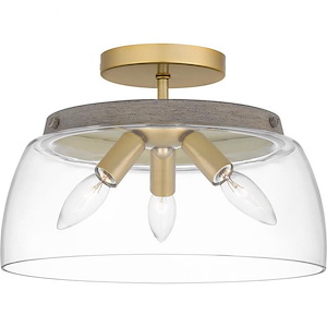 Burkett - 3 Light Semi-Flush Mount In Transitional Style-8.5 Inches Tall and 13 Inches Wide - 1118838
