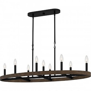 Hendrix - 9 Light Linear Chandelier In Farmhouse Style-16.75 Inches Tall and 42 Inches Wide