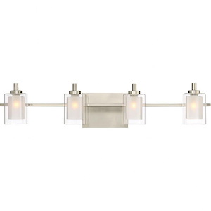 Kolt 4-Light Transitional Extra Large Bath Vanity Approved for Damp Locations - 6 Inches Tall and 29 Inches Wide