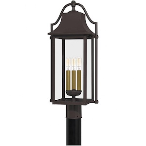 Manning - 3 Light Large Outdoor Post Lantern in Transitional style - 10.5 Inches wide by 24.25 Inches high made with Coastal Armour