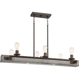 Melville - 6 Light Steel Linear Chandelier- 9.25 Inches high