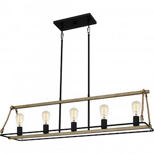 Oak Park - 5 Light Linear Chandelier In Coastal Style-11 Inches Tall and 42 Inches Wide