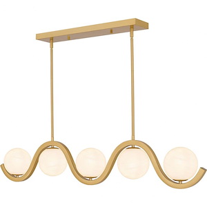 Spherical - 5 Light Linear Chandelier In Modern Style-9.25 Inches Tall and 49 Inches Wide