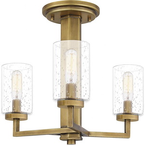 Sunburst - 3 Light Semi-Flush Mount In Traditional Style-12.75 Inches Tall and 15 Inches Wide - 1096097