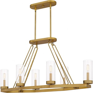 Valens - 6 Light Linear Chandelier In Traditional Style-20.5 Inches Tall and 40 Inches Wide