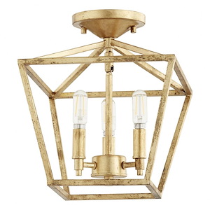Gabriel - 3 Light Semi-Flush Mount in Quorum Home Collection style - 10.25 inches wide by 12 inches high