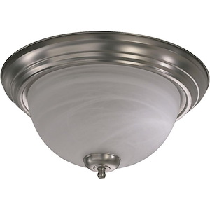 3 Light Flush Mount in Quorum Home Collection style - 15.5 inches wide by 6.75 inches high