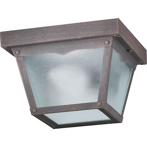 1 Light Outdoor Cage Flush Mount in style - 7.5 inches wide by 5 inches high