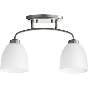 Reyes - 2 Light Semi-Flush Mount in Quorum Home Collection style - 5.25 inches wide by 10.5 inches high - 906766