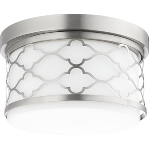 2 Light Flush Mount in Transitional style - 12 inches wide by 7 inches high