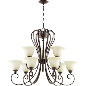 Celesta - 9 Light 2-Tier Chandelier in Quorum Home Collection style - 34 inches wide by 27.5 inches high