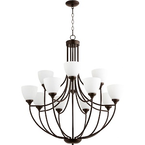 Enclave - Twelve Light 2-Tier Chandelier in Quorum Home Collection style - 35 inches wide by 38 inches high