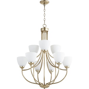 Enclave - 9 Light 2-Tier Chandelier in Quorum Home Collection style - 27 inches wide by 32.5 inches high