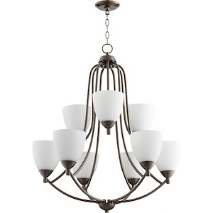 Barkley - 9 Light 2-Tier Chandelier in Quorum Home Collection style - 26.5 inches wide by 32 inches high