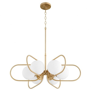 Belmont - 6 Light Chandelier In Mid Century Modern Style-7.38 Inches Tall and 30 Inches Wide