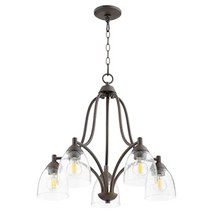 Barkley - 5 Light Nook Chandelier in Quorum Home Collection style - 24 inches wide by 22.5 inches high