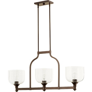 Richmond - 3 Light Island Uplight Linear Pendant in Quorum Home Collection style - 8 inches wide by 18 inches high