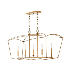 Mantle - 5 Light Linear Chandelier-19 Inches Tall and 14 Inches Wide