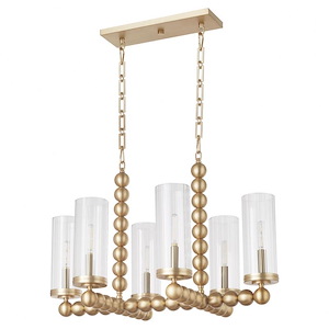 Lee Boulevard - 6 Light Linear Chandelier-19.25 Inches Tall and 18 Inches Wide