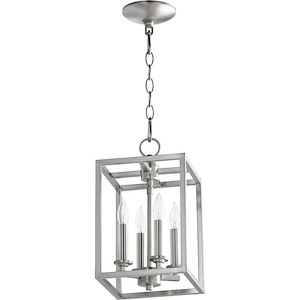 Cuboid - 4 Light Large Entry Pendant in Quorum Home Collection style - 11 inches wide by 17 inches high