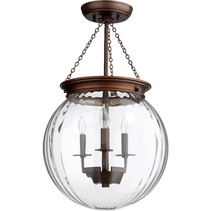 3 Light Pendant in Transitional style - 13 inches wide by 23 inches high