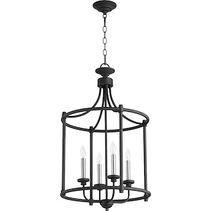 4 Light Large Cage Entry Pendant in Transitional style - 18 inches wide by 30 inches high