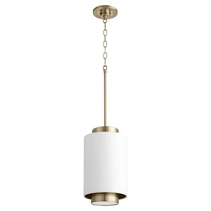 1 Light Cylinder Pendant in Soft Contemporary style - 8 inches wide by 14 inches high