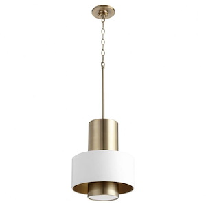 1 Light Cylinder and Drum Pendant in Soft Contemporary style - 12 inches wide by 15 inches high