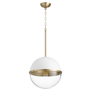 1 Light Sphere Pendant in Soft Contemporary style - 14.75 inches wide by 14.5 inches high