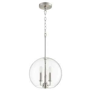 3 Light Globe Pendant in Crystal style - 12 inches wide by 14 inches high