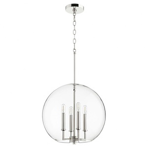 4 Light Globe Pendant in Crystal style - 16 inches wide by 18.25 inches high