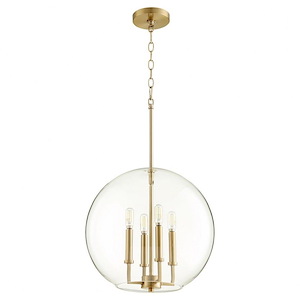 4 Light Globe Pendant in Crystal style - 16 inches wide by 18.25 inches high