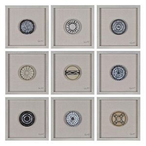Buttons - 16 Inch Small Square Decorative Wall Art (Set Of 9)