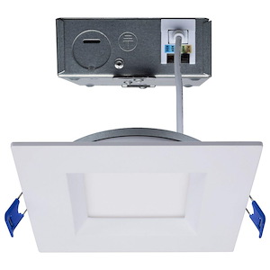 4 Inch 12W CCT Selectable Low Profile Square Regress Baffle Downlight with Remote Driver In Utilitarian Style