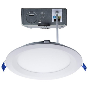 6 Inch 12W CCT Selectable Low Profile Round Regress Baffle Downlight with Remote Driver In Utilitarian Style