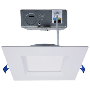 6 Inch 12W CCT Selectable Low Profile Square Regress Baffle Downlight with Remote Driver In Utilitarian Style