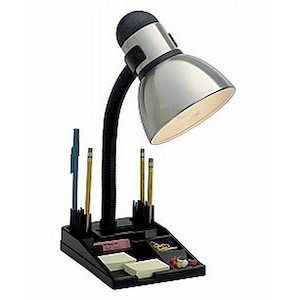 60W One Light Goose Neck Desk Lamp with Stationary Organizer