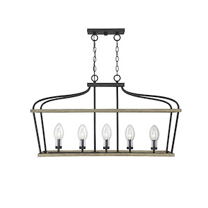 5 Light Outdoor Chandelier-Modern Farmhouse Style with Rustic and Country French Inspirations-21.5 inches tall by 14 inches wide