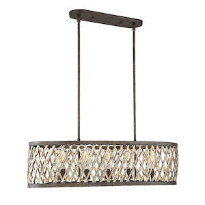 5 Light Linear Chandelier-Rustic Style with Farmhouse and Bohemian Inspirations-9.75 inches tall by 16.5 inches wide - 731198