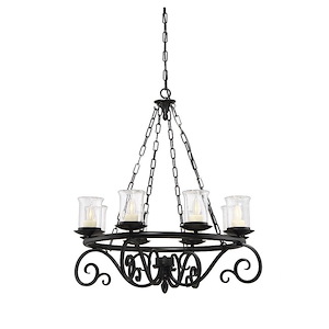 8 Light Outdoor Chandelier-Rustic Style with Modern Farmhouse and Traditional Inspirations-33.5 inches tall by 32 inches wide