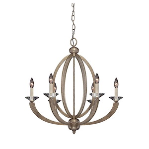 6 Light Chandelier-Transitional Style with Glam and Bohemian Inspirations-26.5 inches tall by 26.75 inches wide
