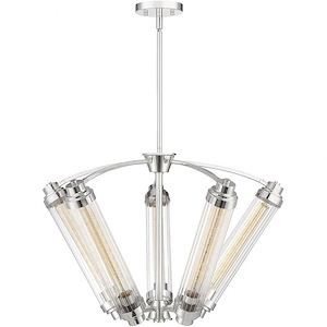 5 Light Chandelier-Transitional Style with Industrial Inspirations-18 inches tall by 26.5 inches wide
