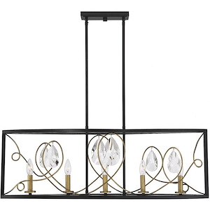 5 Light Linear Chandelier-Transitional Style with Contemporary and Bohemian Inspirations-12 inches tall by 12 inches wide