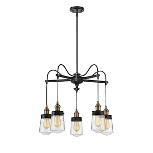 5 Light Chandelier-Industrial Style with Vintage and Contemporary Inspirations-24.88 inches tall by 26 inches wide