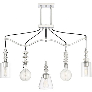 5 Light Linear Chandelier-EclecticStyle with Contemporary and Glam Inspirations-27.75 inches tall by 6 inches wide