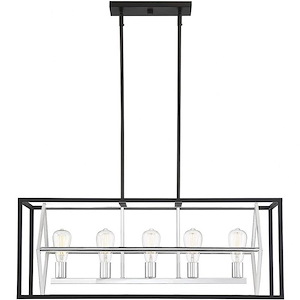 5 Light Linear Chandelier-Industrial Style with Farmhouse and Transitional Inspirations-13 inches tall by 13 inches wide - 1154210