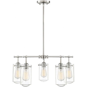 5 Light Chandelier-Industrial Style with Bohemian and Contemporary Inspirations-11.5 inches tall by 25 inches wide